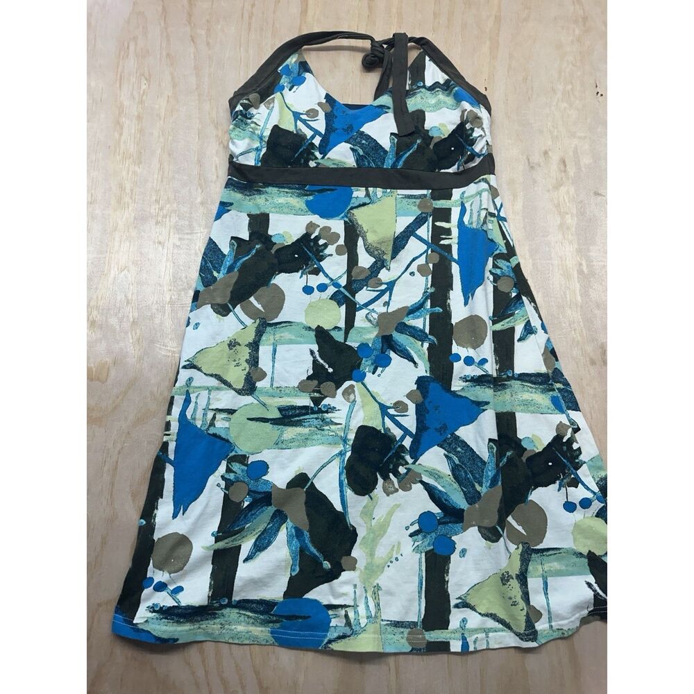 Patagonia Abstract Print Mini Dress in Blue and Green